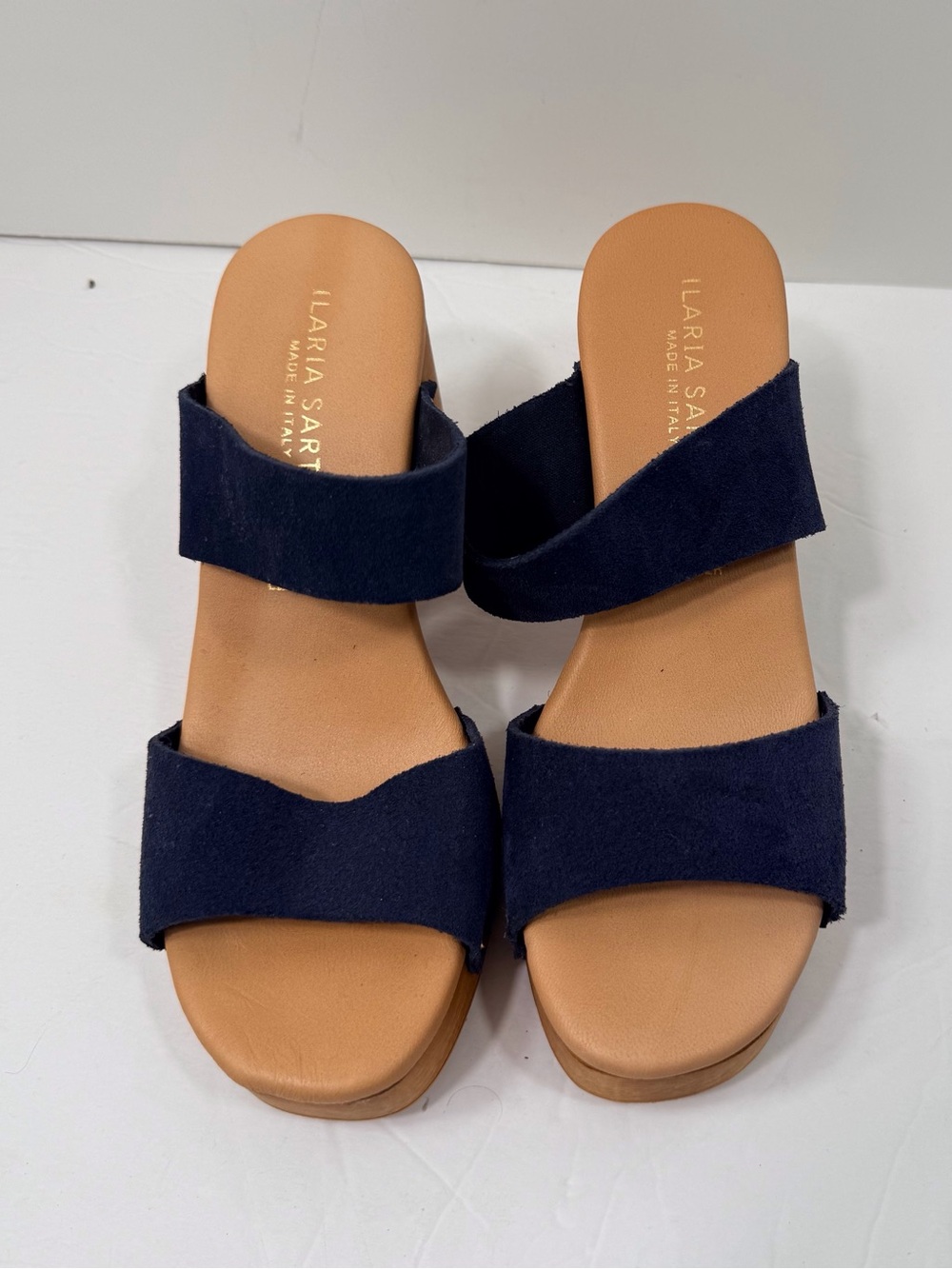 Ilaria Sartori Women’s Navy Suede Platform Clog Mules - Picture 3 of 9